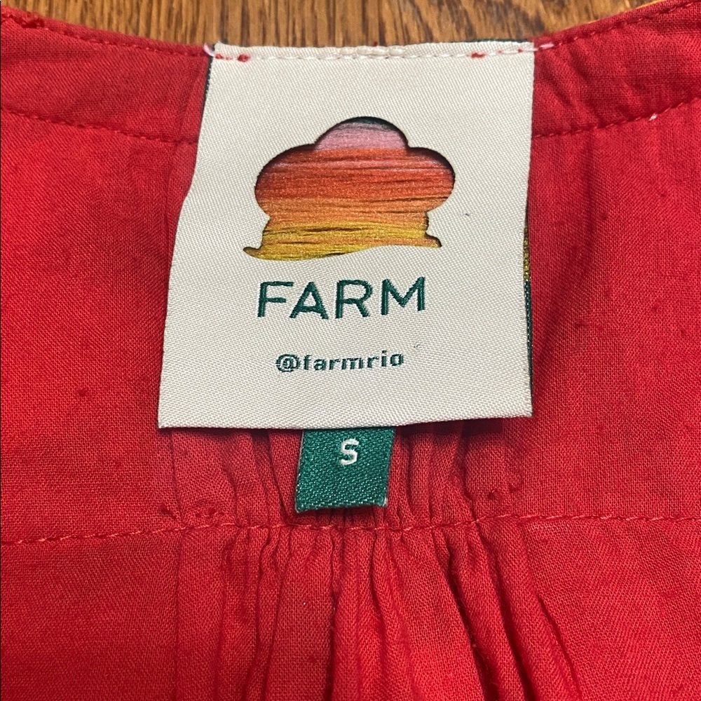 FARM Rio Banana Juice red, orange & brown long sleeve Cotton Minidress size S - Picture 11 of 12